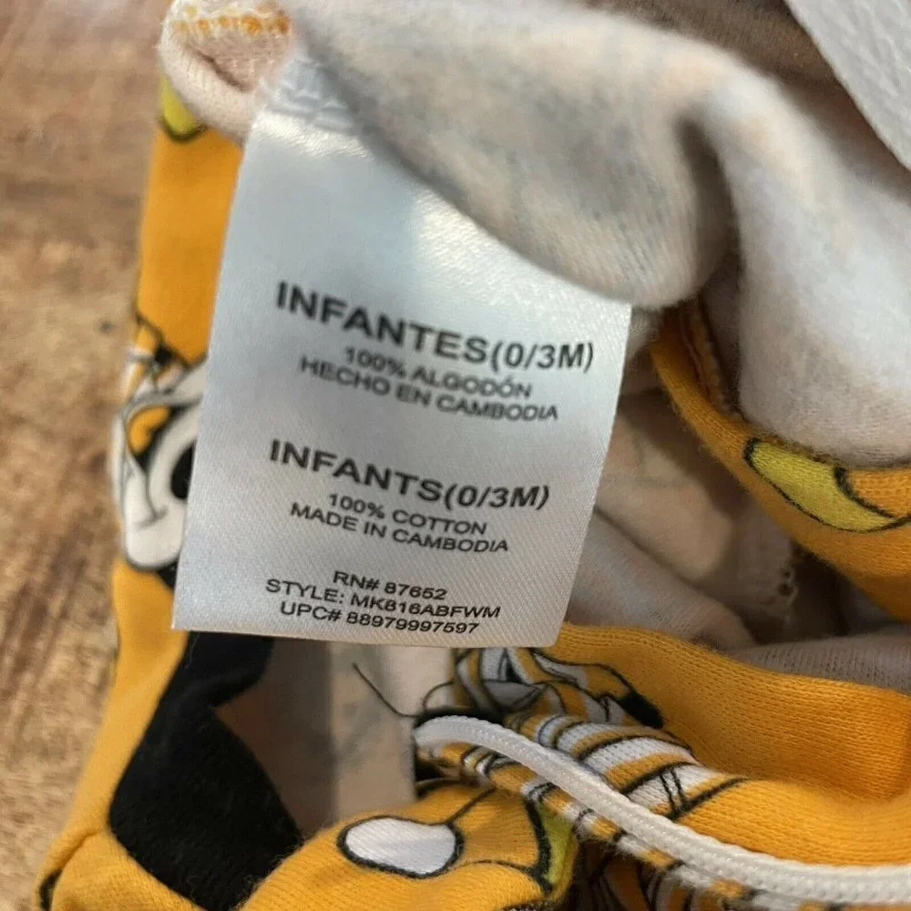 Disney Mickey Mouse Orange Infant Footed Pajamas Sleeper  0-3 Months